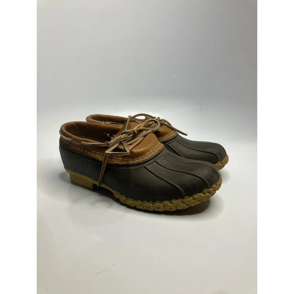 L.L.Bean Rubber Moc Shoes Womens 8 Brown Excellent Waterproof Duck Boots Slip On